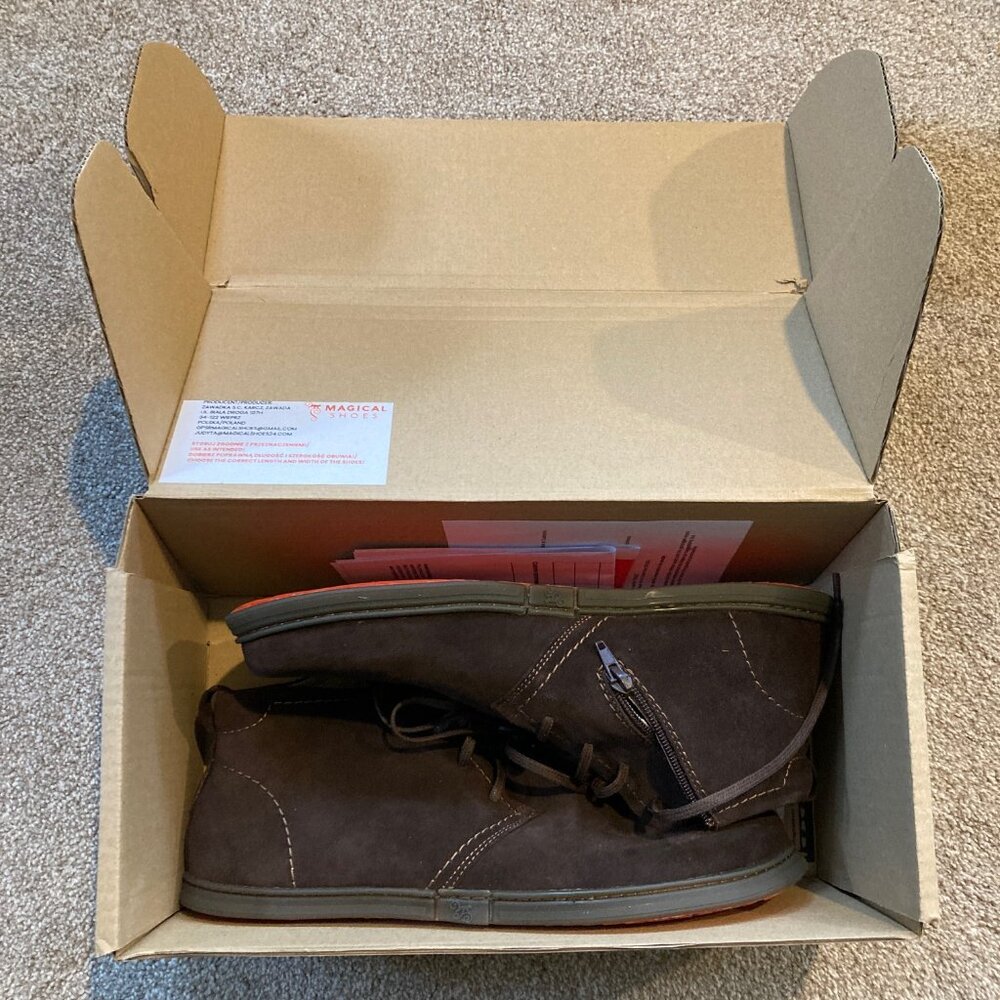 Mens barefoot chukka boots - brown suede size 13 (47 EU)